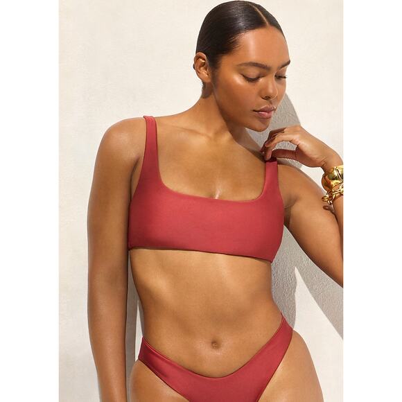J Crew Scoop Bikini Top Classic Sculpt S Clay Rust NWT Swim CI683 J.Crew - Picture 1 of 6